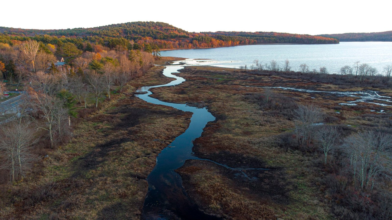 Drone shot of Auburn, NH